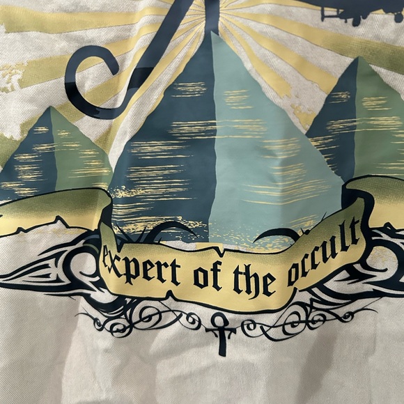 Indiana Jones Expert Of The Occult Khaki Distressed Button Down Shirt Size 3X - Picture 10 of 10